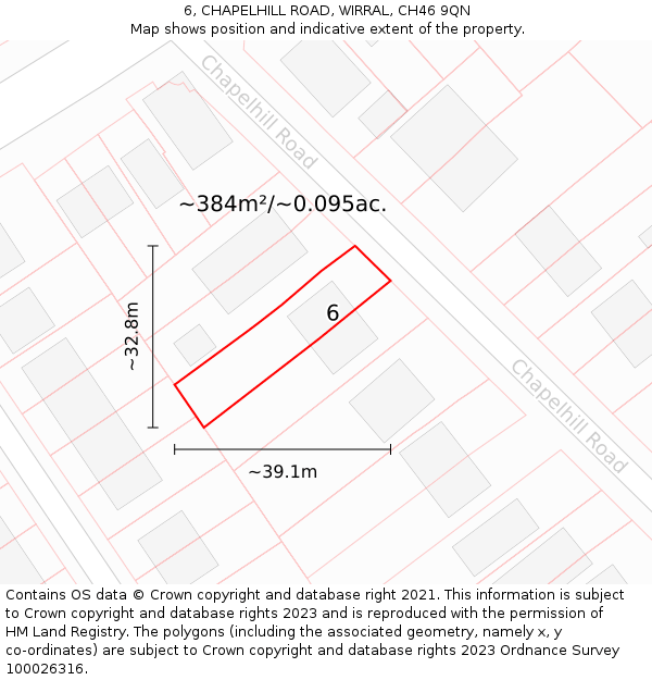 6, CHAPELHILL ROAD, WIRRAL, CH46 9QN: Plot and title map