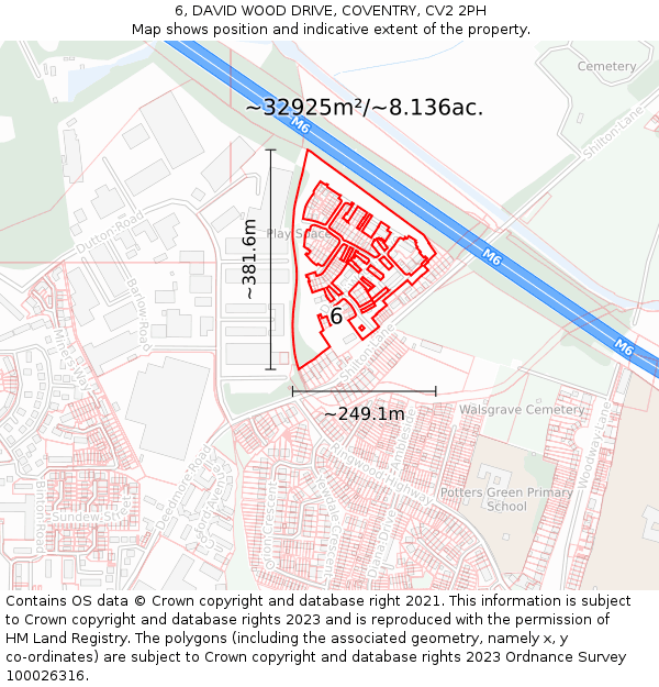 6, DAVID WOOD DRIVE, COVENTRY, CV2 2PH: Plot and title map