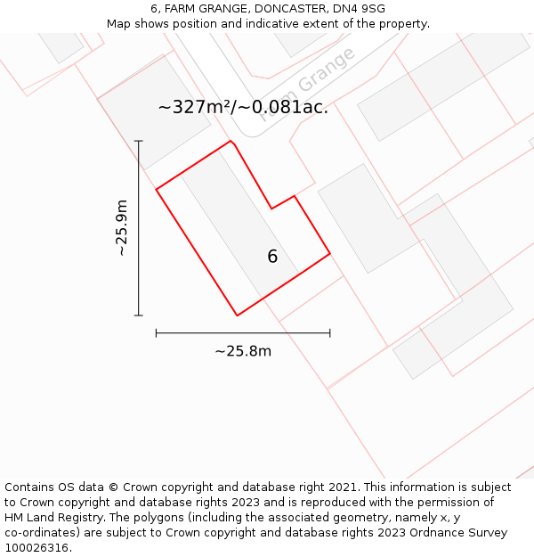6, FARM GRANGE, DONCASTER, DN4 9SG: Plot and title map