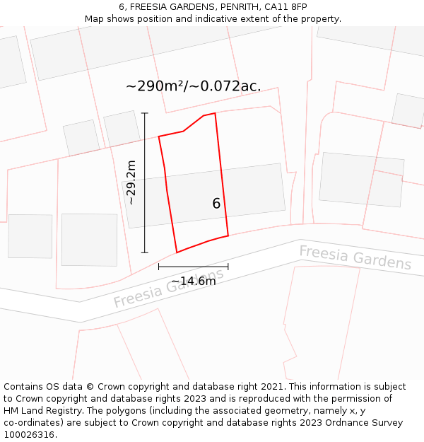6, FREESIA GARDENS, PENRITH, CA11 8FP: Plot and title map