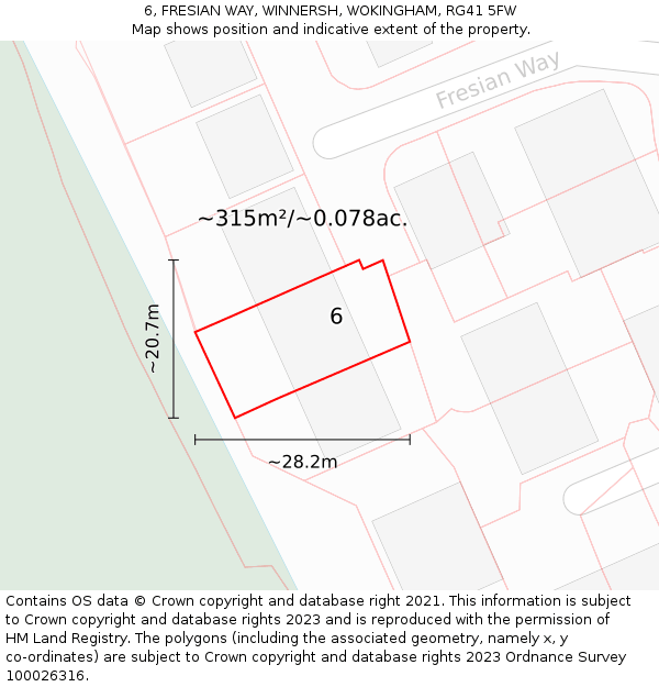 6, FRESIAN WAY, WINNERSH, WOKINGHAM, RG41 5FW: Plot and title map