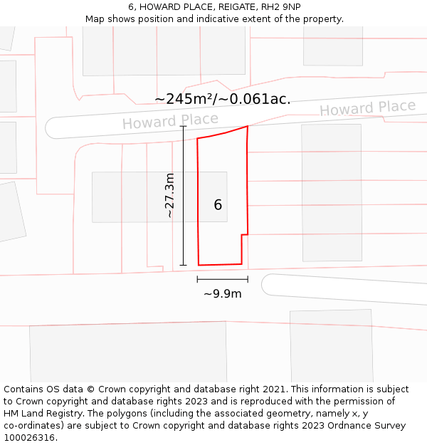 6, HOWARD PLACE, REIGATE, RH2 9NP: Plot and title map