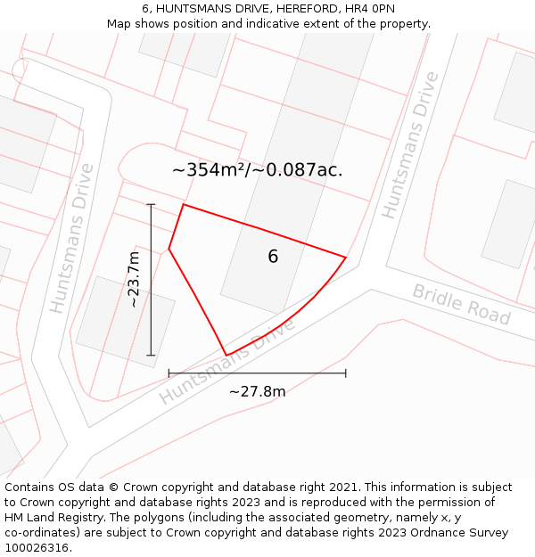 6, HUNTSMANS DRIVE, HEREFORD, HR4 0PN: Plot and title map