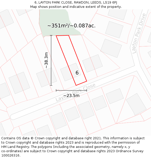 6, LAYTON PARK CLOSE, RAWDON, LEEDS, LS19 6PJ: Plot and title map