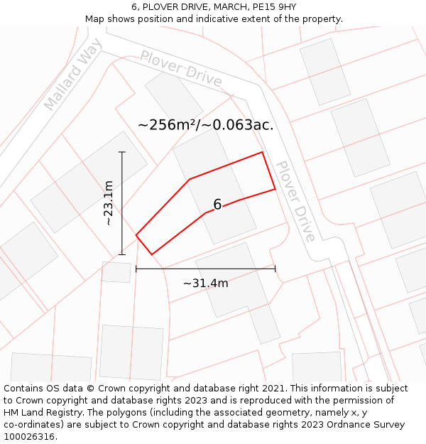 6, PLOVER DRIVE, MARCH, PE15 9HY: Plot and title map