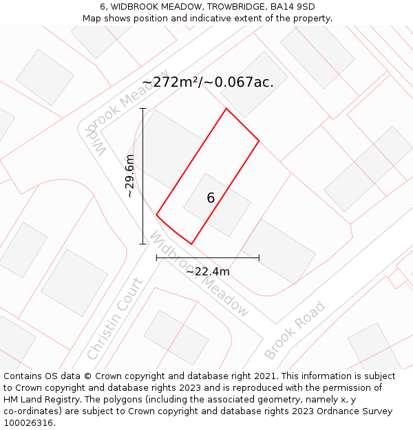 6, WIDBROOK MEADOW, TROWBRIDGE, BA14 9SD: Plot and title map