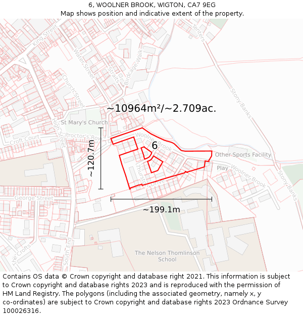 6, WOOLNER BROOK, WIGTON, CA7 9EG: Plot and title map