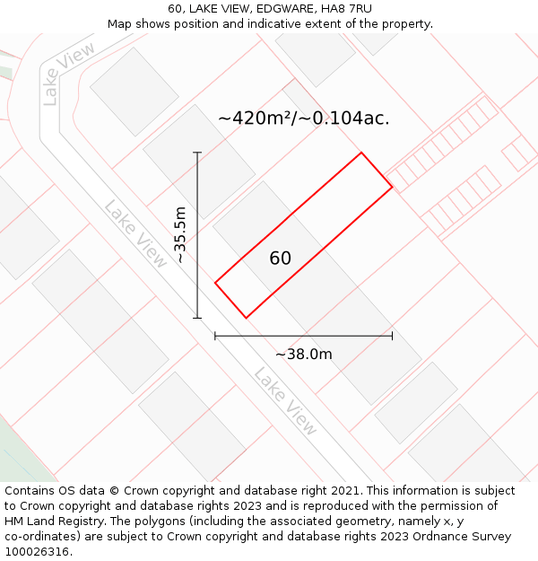 60, LAKE VIEW, EDGWARE, HA8 7RU: Plot and title map