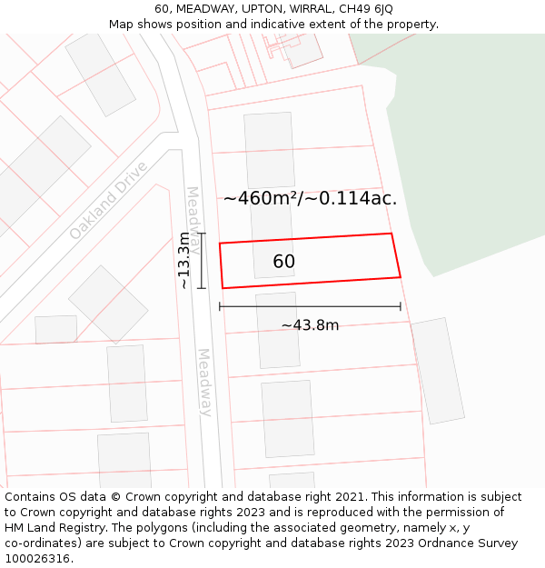 60, MEADWAY, UPTON, WIRRAL, CH49 6JQ: Plot and title map