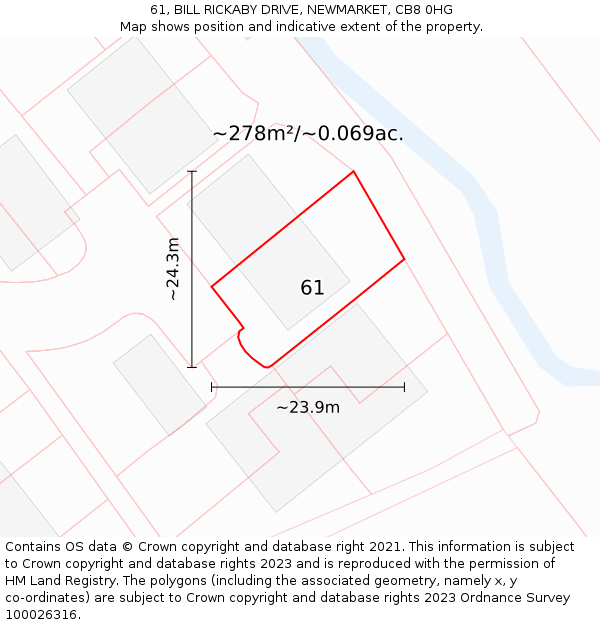 61, BILL RICKABY DRIVE, NEWMARKET, CB8 0HG: Plot and title map