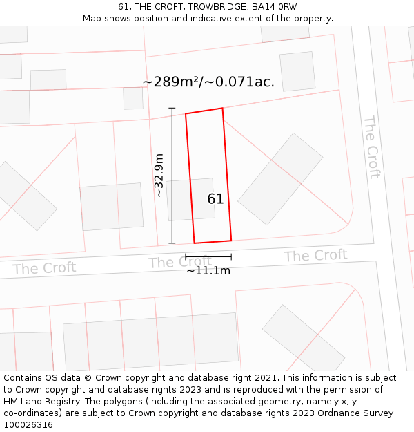 61, THE CROFT, TROWBRIDGE, BA14 0RW: Plot and title map
