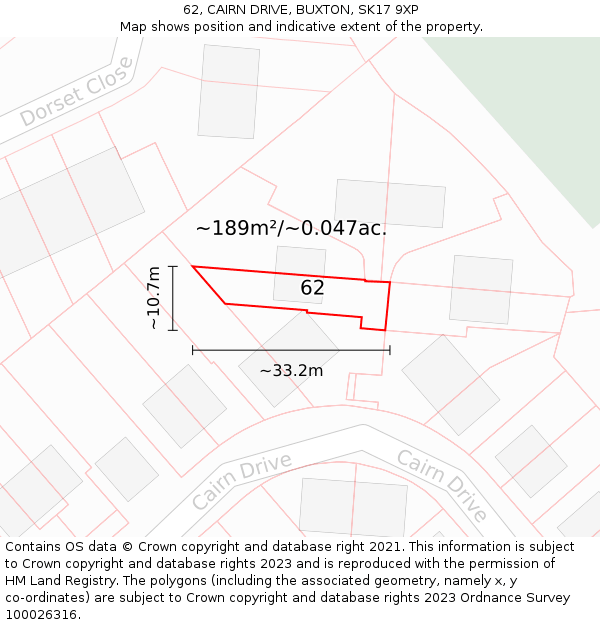 62, CAIRN DRIVE, BUXTON, SK17 9XP: Plot and title map