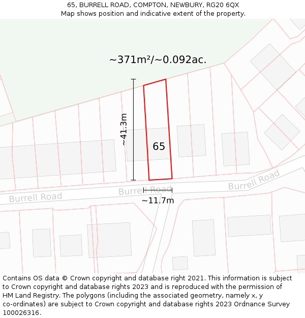 65, BURRELL ROAD, COMPTON, NEWBURY, RG20 6QX: Plot and title map