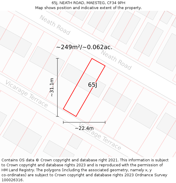 65J, NEATH ROAD, MAESTEG, CF34 9PH: Plot and title map