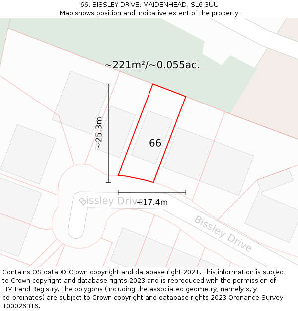 66, BISSLEY DRIVE, MAIDENHEAD, SL6 3UU: Plot and title map