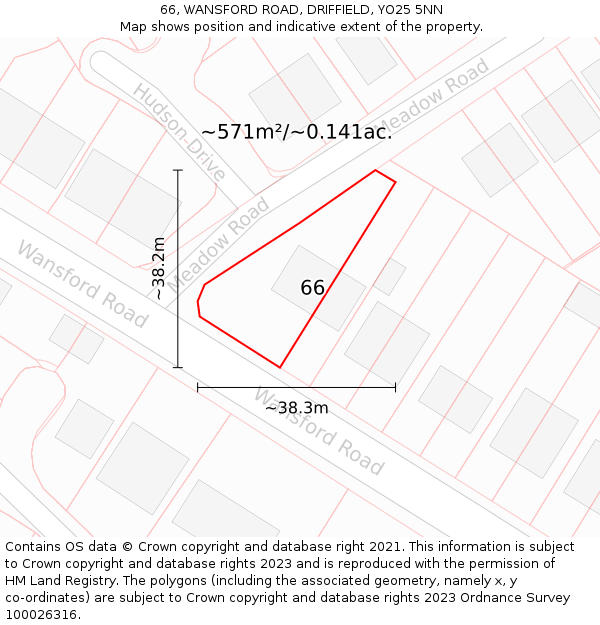 66, WANSFORD ROAD, DRIFFIELD, YO25 5NN: Plot and title map