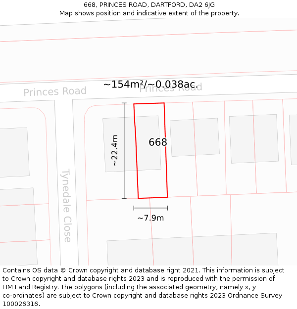 668, PRINCES ROAD, DARTFORD, DA2 6JG: Plot and title map