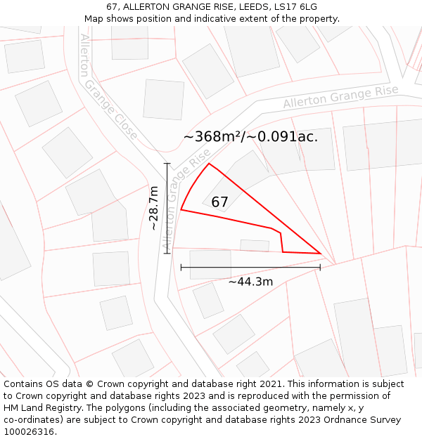 67, ALLERTON GRANGE RISE, LEEDS, LS17 6LG: Plot and title map