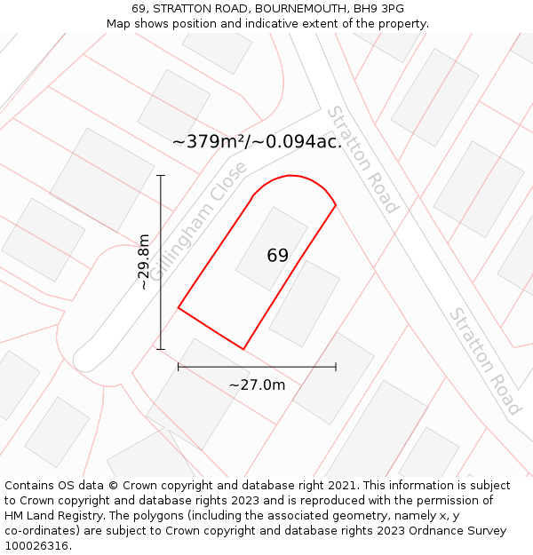 69, STRATTON ROAD, BOURNEMOUTH, BH9 3PG: Plot and title map