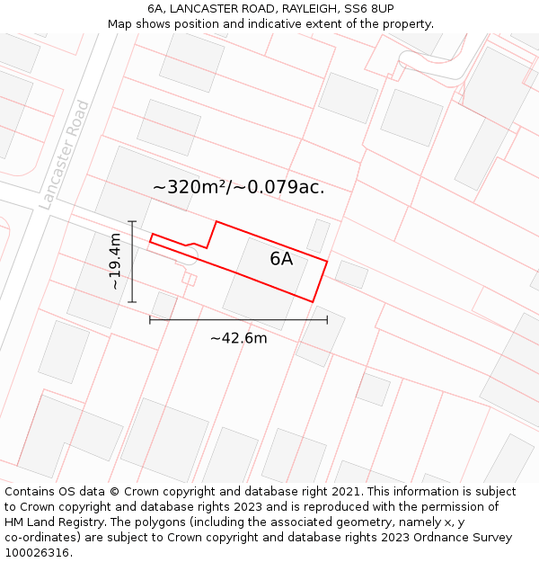 6A, LANCASTER ROAD, RAYLEIGH, SS6 8UP: Plot and title map
