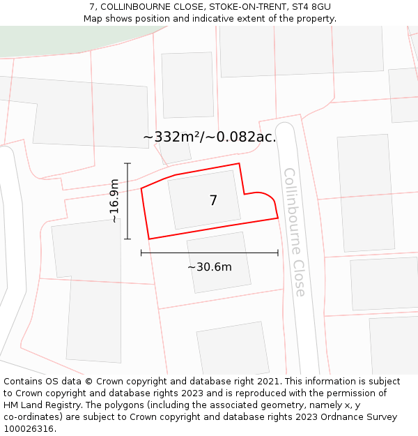 7, COLLINBOURNE CLOSE, STOKE-ON-TRENT, ST4 8GU: Plot and title map
