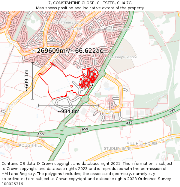 7, CONSTANTINE CLOSE, CHESTER, CH4 7GJ: Plot and title map