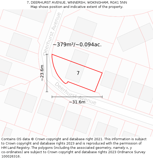7, DEERHURST AVENUE, WINNERSH, WOKINGHAM, RG41 5NN: Plot and title map