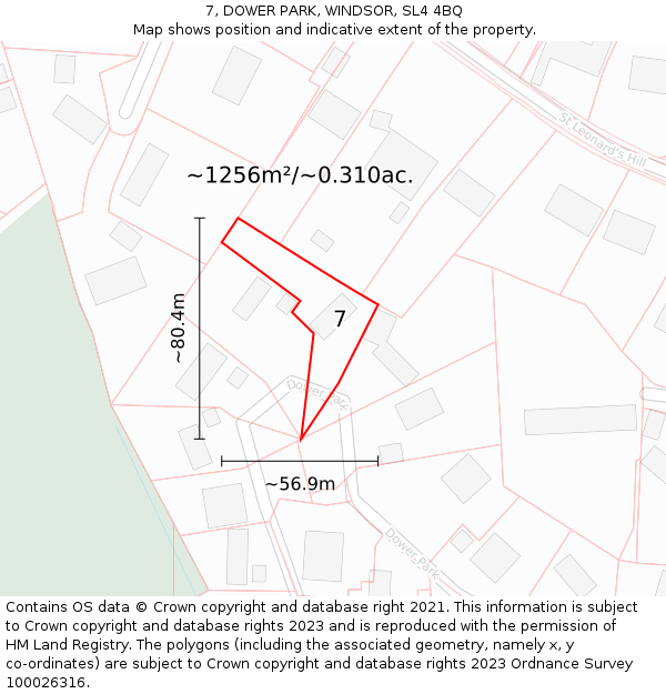 7, DOWER PARK, WINDSOR, SL4 4BQ: Plot and title map