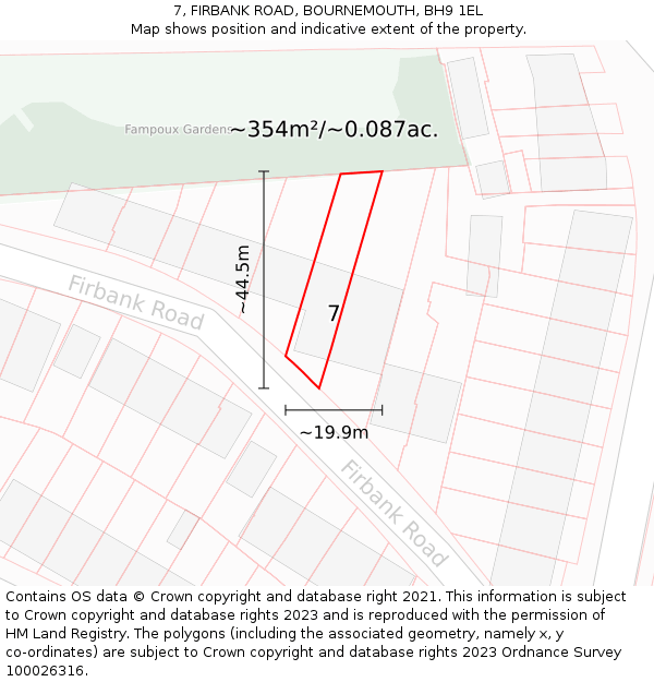 7, FIRBANK ROAD, BOURNEMOUTH, BH9 1EL: Plot and title map
