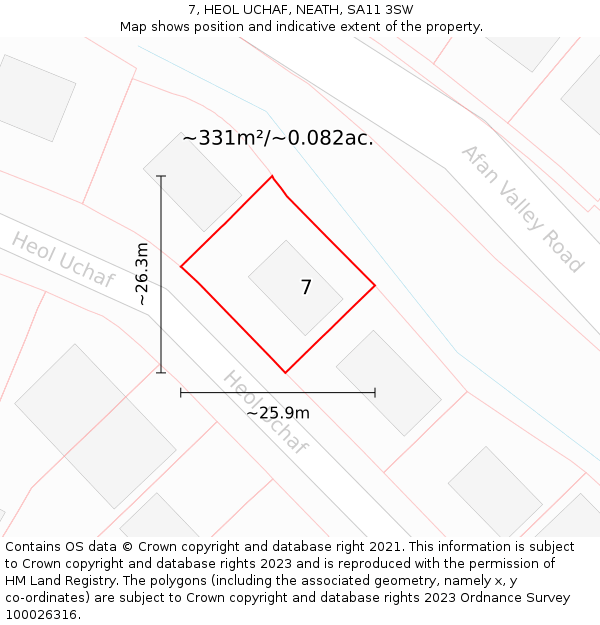 7, HEOL UCHAF, NEATH, SA11 3SW: Plot and title map