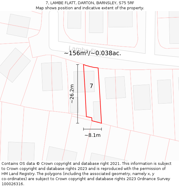 7, LAMBE FLATT, DARTON, BARNSLEY, S75 5RF: Plot and title map