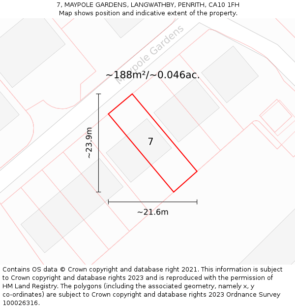7, MAYPOLE GARDENS, LANGWATHBY, PENRITH, CA10 1FH: Plot and title map