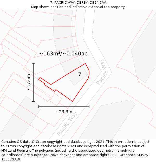 7, PACIFIC WAY, DERBY, DE24 1AA: Plot and title map