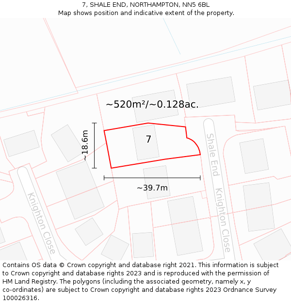 7, SHALE END, NORTHAMPTON, NN5 6BL: Plot and title map