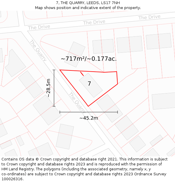 7, THE QUARRY, LEEDS, LS17 7NH: Plot and title map