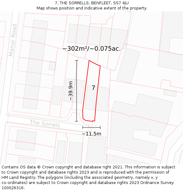 7, THE SORRELLS, BENFLEET, SS7 4JU: Plot and title map