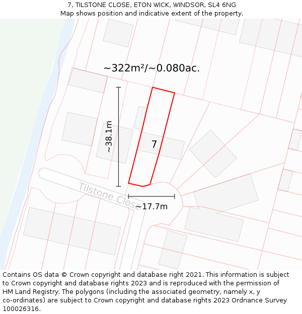 7, TILSTONE CLOSE, ETON WICK, WINDSOR, SL4 6NG: Plot and title map