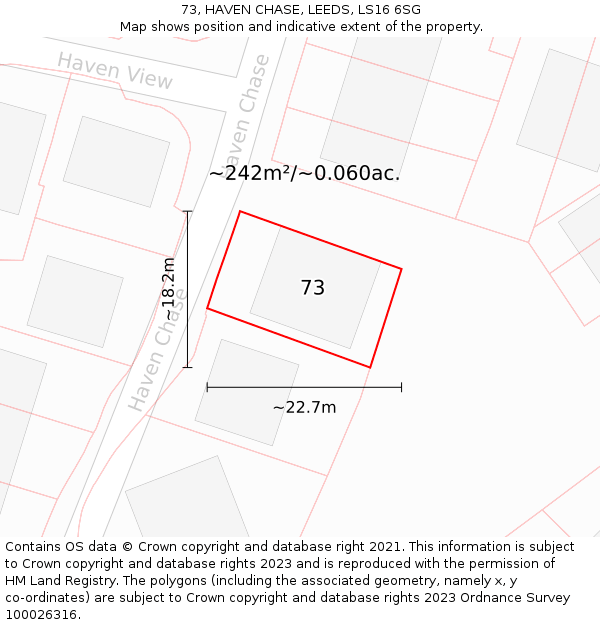 73, HAVEN CHASE, LEEDS, LS16 6SG: Plot and title map