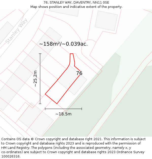 76, STANLEY WAY, DAVENTRY, NN11 0SE: Plot and title map