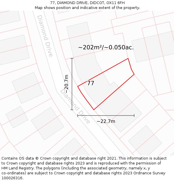 77, DIAMOND DRIVE, DIDCOT, OX11 6FH: Plot and title map
