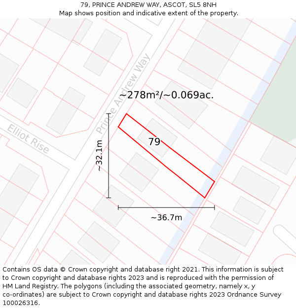 79, PRINCE ANDREW WAY, ASCOT, SL5 8NH: Plot and title map
