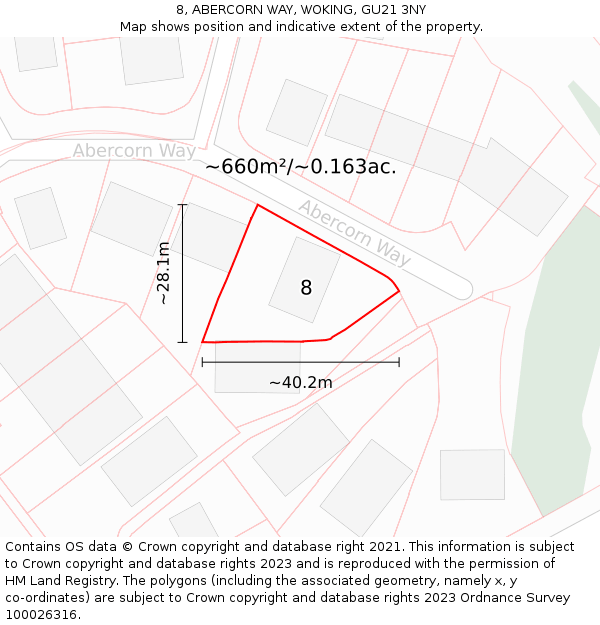 8, ABERCORN WAY, WOKING, GU21 3NY: Plot and title map