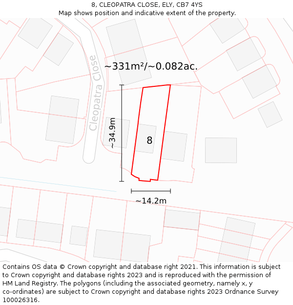 8, CLEOPATRA CLOSE, ELY, CB7 4YS: Plot and title map