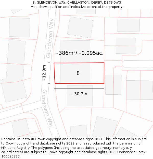 8, GLENDEVON WAY, CHELLASTON, DERBY, DE73 5WG: Plot and title map