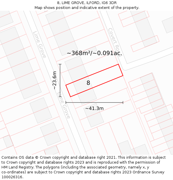 8, LIME GROVE, ILFORD, IG6 3DR: Plot and title map