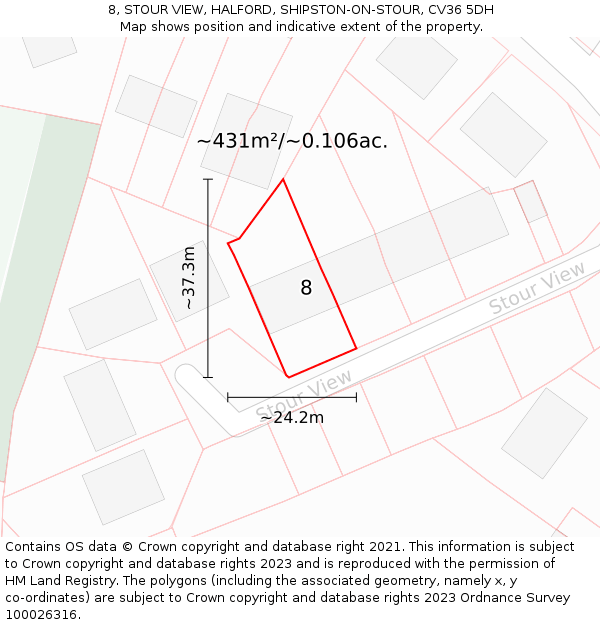 8, STOUR VIEW, HALFORD, SHIPSTON-ON-STOUR, CV36 5DH: Plot and title map