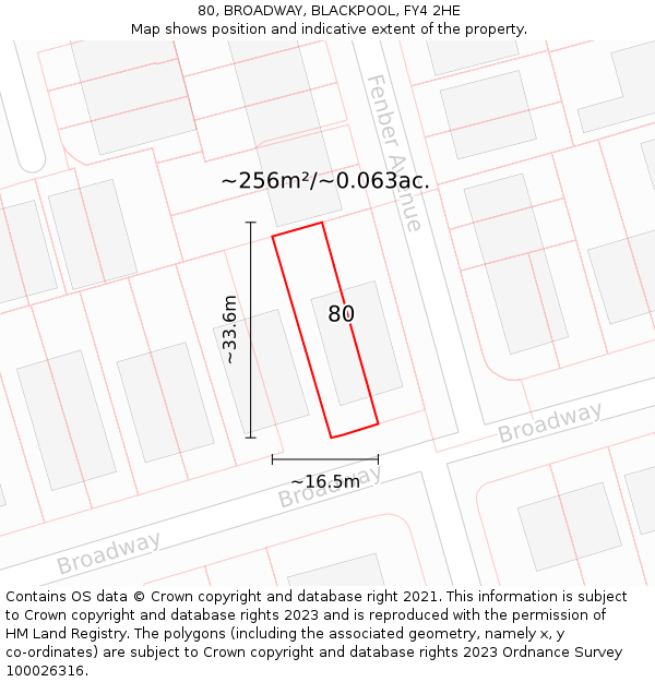 80, BROADWAY, BLACKPOOL, FY4 2HE: Plot and title map