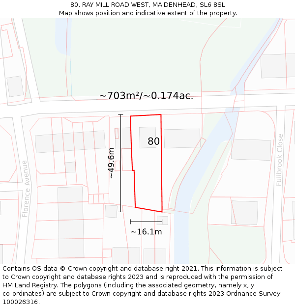80, RAY MILL ROAD WEST, MAIDENHEAD, SL6 8SL: Plot and title map