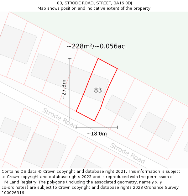 83, STRODE ROAD, STREET, BA16 0DJ: Plot and title map