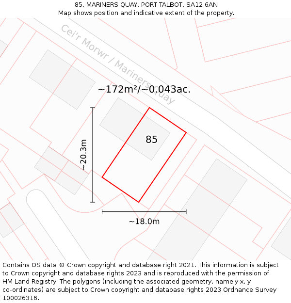85, MARINERS QUAY, PORT TALBOT, SA12 6AN: Plot and title map